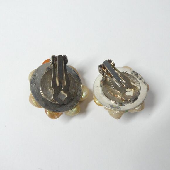 Dyed Trochus Shell Jewelry Set Pendant Bracelet Earrings Seashell Vtg Multicolor - Picture 6 of 11